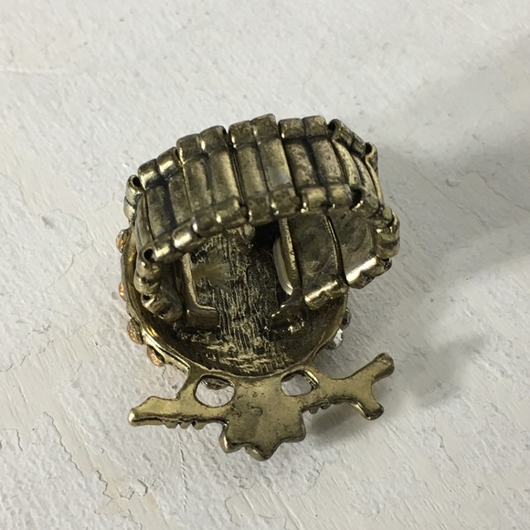 Vintage Rhinestone Owl 🦉Gold Tone Ring - Picture 7 of 8